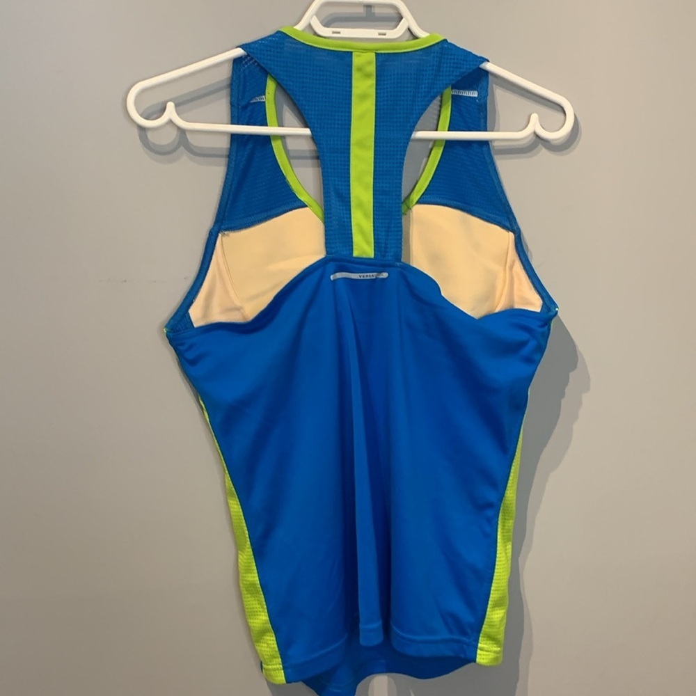 ⭐️ 5 for 20$! ⭐️ Reebok Racerback Bright Blue and Lime Green Athletic Tank Top - Picture 3 of 5